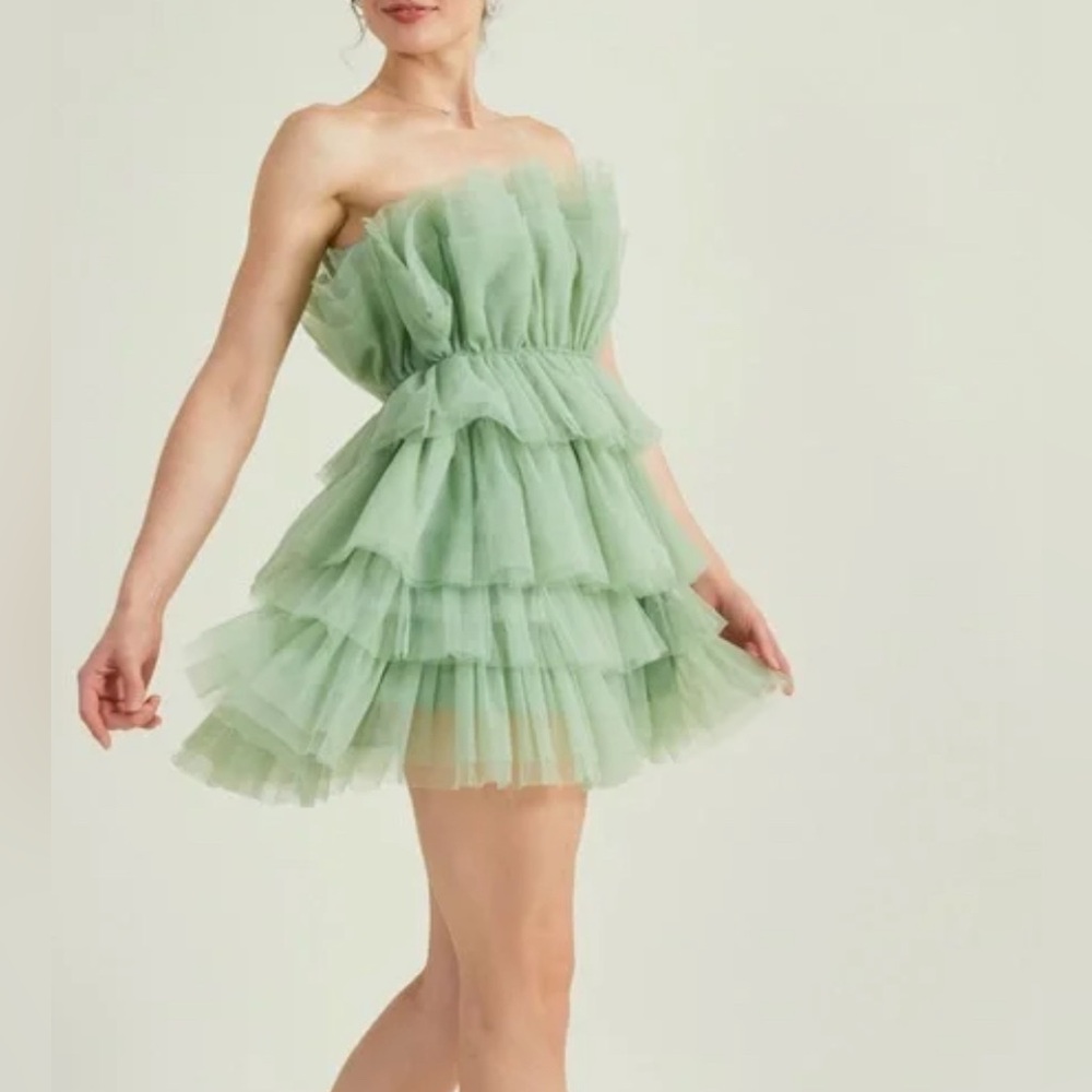 Molly Green Elegant Green Tulle Dress